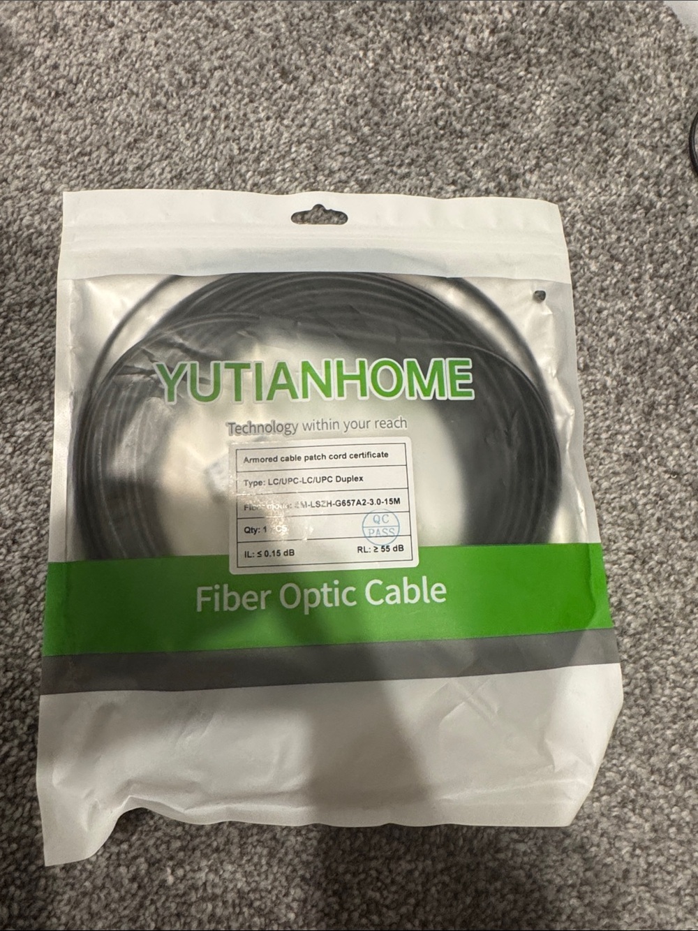 Black Fiber Optic Cable - High-Speed Duplex